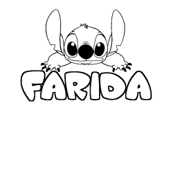 Coloriage prénom FARIDA - décor Stitch