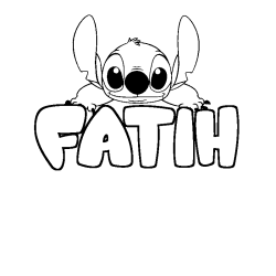 Coloriage prénom FATIH - décor Stitch