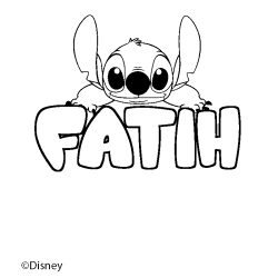 Coloriage pr&eacute;nom FATIH - d&eacute;cor Stitch