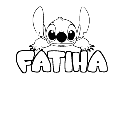 Coloriage prénom FATIHA - décor Stitch