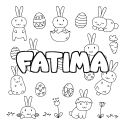 Coloriage pr&eacute;nom FATIMA - d&eacute;cor Paques
