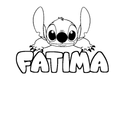 Coloriage prénom FATIMA - décor Stitch