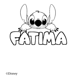 Coloriage pr&eacute;nom FATIMA - d&eacute;cor Stitch
