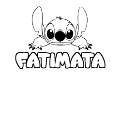 Coloriage prénom FATIMATA - décor Stitch