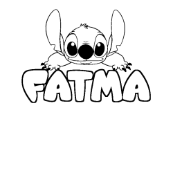 Coloriage prénom FATMA - décor Stitch