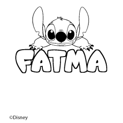 Coloriage pr&eacute;nom FATMA - d&eacute;cor Stitch