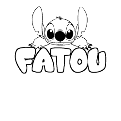 Coloriage prénom FATOU - décor Stitch