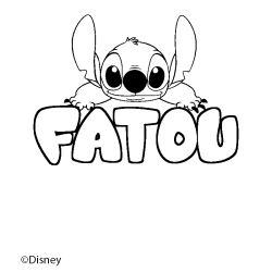 Coloriage pr&eacute;nom FATOU - d&eacute;cor Stitch