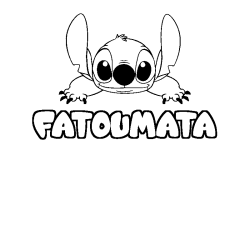 Coloriage prénom FATOUMATA - décor Stitch
