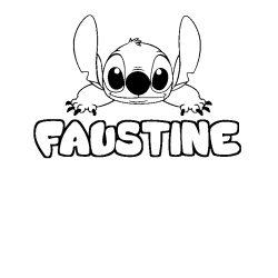 Coloriage prénom FAUSTINE - décor Stitch