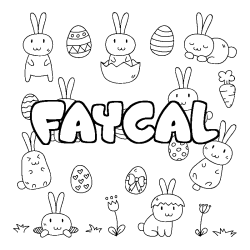 Coloriage pr&eacute;nom FAYCAL - d&eacute;cor Paques