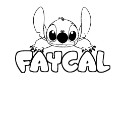 Coloriage prénom FAYCAL - décor Stitch