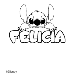 Coloriage pr&eacute;nom FELICIA - d&eacute;cor Stitch