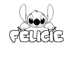 Coloriage prénom FELICIE - décor Stitch
