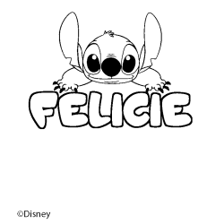 Coloriage pr&eacute;nom FELICIE - d&eacute;cor Stitch