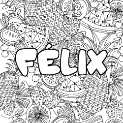 Coloriage pr&eacute;nom F&Eacute;LIX - d&eacute;cor Mandala fruits