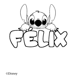 Coloriage pr&eacute;nom F&Eacute;LIX - d&eacute;cor Stitch