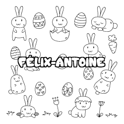 Coloriage pr&eacute;nom F&Eacute;LIX-ANTOINE - d&eacute;cor Paques