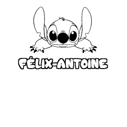 Coloriage prénom FÉLIX-ANTOINE - décor Stitch