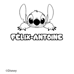Coloriage pr&eacute;nom F&Eacute;LIX-ANTOINE - d&eacute;cor Stitch