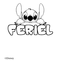 Coloriage pr&eacute;nom FERIEL - d&eacute;cor Stitch
