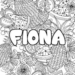 Coloriage prénom FIONA - décor Mandala fruits