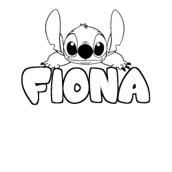 Coloriage prénom FIONA - décor Stitch