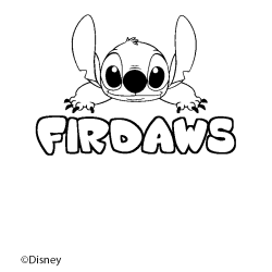 Coloriage pr&eacute;nom FIRDAWS - d&eacute;cor Stitch