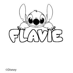 Coloriage pr&eacute;nom FLAVIE - d&eacute;cor Stitch