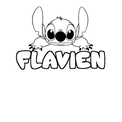Coloriage prénom FLAVIEN - décor Stitch