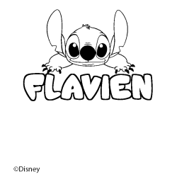 Coloriage pr&eacute;nom FLAVIEN - d&eacute;cor Stitch