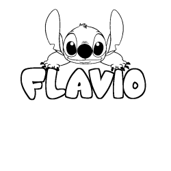 Coloriage prénom FLAVIO - décor Stitch
