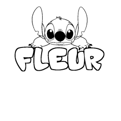 Coloriage prénom FLEUR - décor Stitch