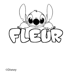 Coloriage pr&eacute;nom FLEUR - d&eacute;cor Stitch