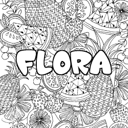 Coloriage FLORA - d&eacute;cor Mandala fruits