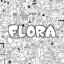 Coloriage FLORA - d&eacute;cor Ville
