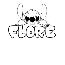 Coloriage prénom FLORE - décor Stitch