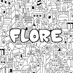 Coloriage FLORE - d&eacute;cor Ville