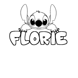 Coloriage prénom FLORIE - décor Stitch