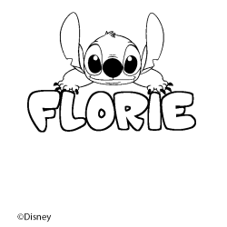 Coloriage pr&eacute;nom FLORIE - d&eacute;cor Stitch