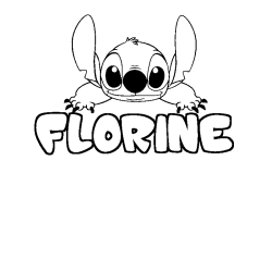 Coloriage prénom FLORINE - décor Stitch