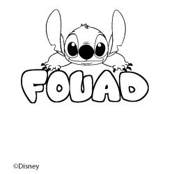 Coloriage pr&eacute;nom FOUAD - d&eacute;cor Stitch