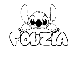 Coloriage prénom FOUZIA - décor Stitch