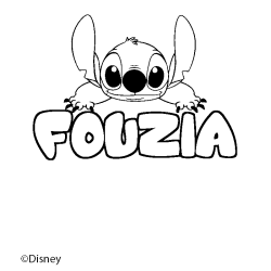 Coloriage pr&eacute;nom FOUZIA - d&eacute;cor Stitch