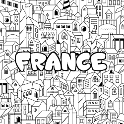 Coloriage prénom FRANCE - décor Ville