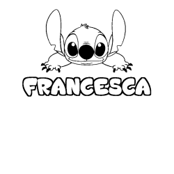 Coloriage prénom FRANCESCA - décor Stitch