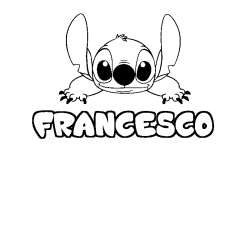 Coloriage prénom FRANCESCO - décor Stitch