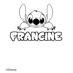 Coloriage pr&eacute;nom FRANCINE - d&eacute;cor Stitch