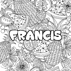 Coloriage pr&eacute;nom FRANCIS - d&eacute;cor Mandala fruits