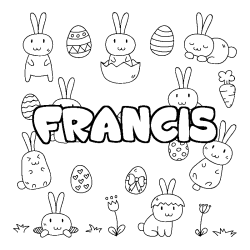 Coloriage pr&eacute;nom FRANCIS - d&eacute;cor Paques